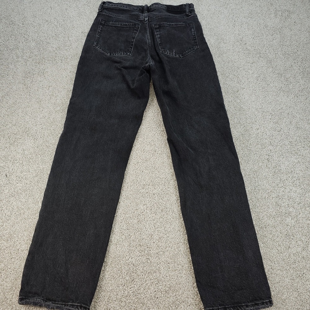 ABERCROMBIE & FITCH Dad Jeans Women 29 High-Rise 4 Black Distressed Button-Fly - Picture 2 of 7